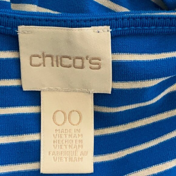 Chico’s Blue White Stripe Fit & Flare Dress XS US 2 Work Casual - Picture 9 of 10